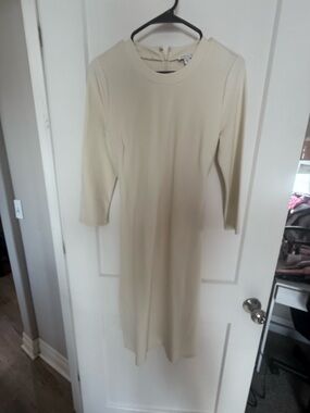 VENUS Cream Long-Sleeve Midi Dress